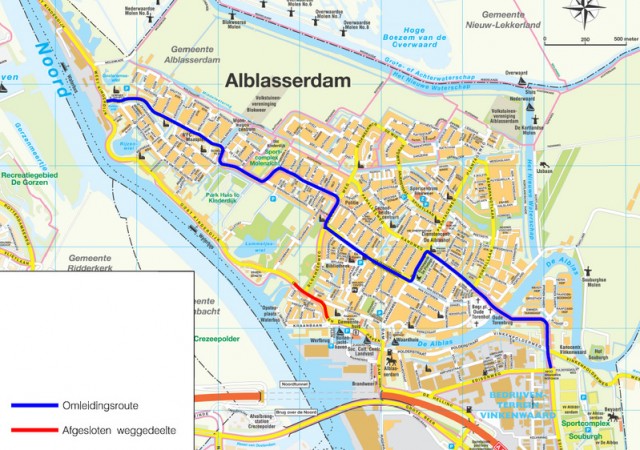 omleidingsroute werkzaamheden haven alblasserdam