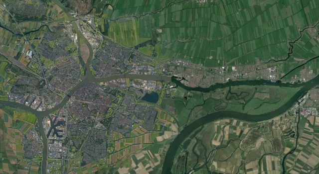 drechtsteden vanuit de lucht stockfoto